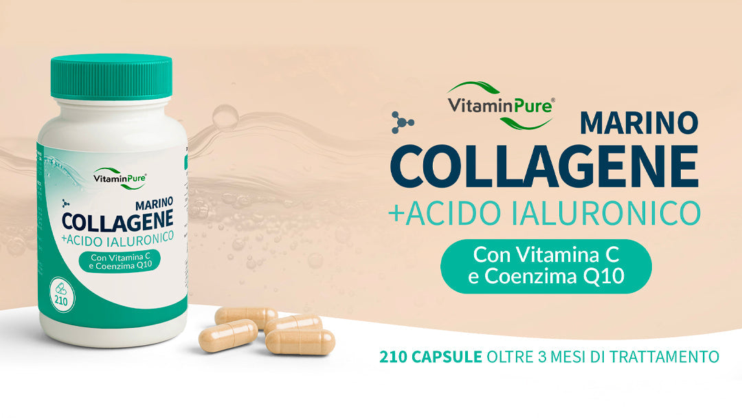 Pelle spenta? Unghie deboli? Capelli assottigliati? Scopri il nuovo Collagene Marino con Acido Ialuronico di VitaminPure